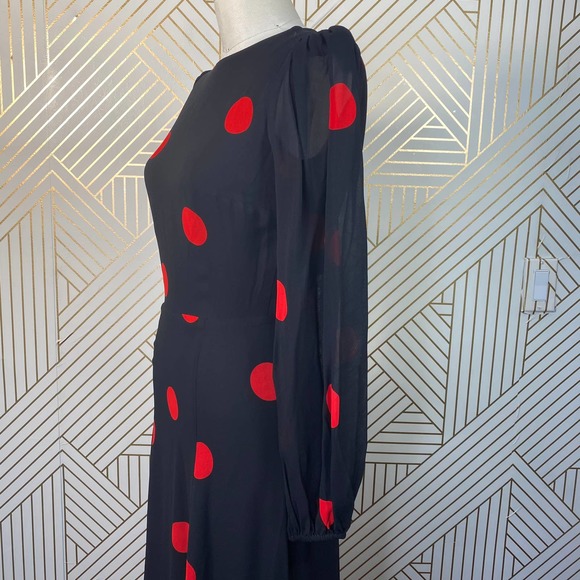 Reformation Luanne Dress Black Red Polka Dot - Picture 6 of 12